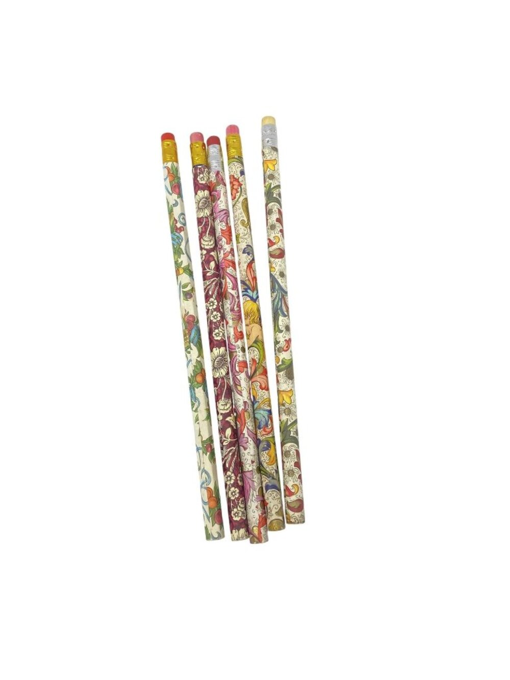 Italian Pencils Vintage Custom Made Floral Set Of 5 Made in Italy Stationery